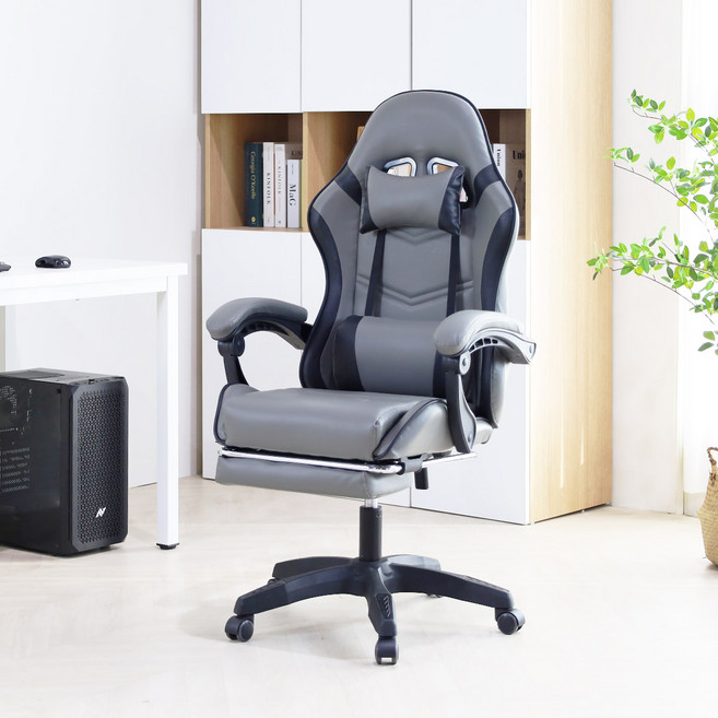 일루일루 비트 타이탄 컴퓨터 게이밍의자 발받침포함 3색상, 그레이