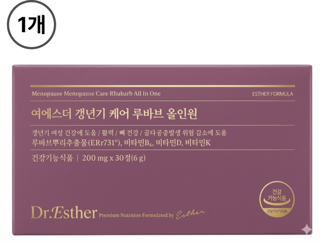 [본사직영] 여에스더 갱년기 케어 루바브 올인원 루바브뿌리추출물, 1개, 30정