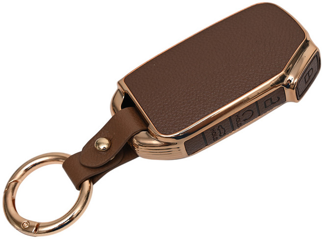 바이어블 기아 올뉴 K3 K7 프리미어 니로 레이 호환 스마트키 가죽 TPU 케이스 키링 키홀더, 4버튼_TL72, 브라운