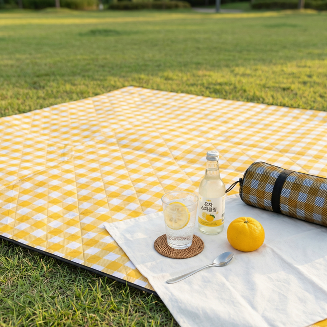 코차이 가을 나들이 방수 피크닉 매트 야외 휴대용 두꺼운 캠핑 돗자리, 옐로우