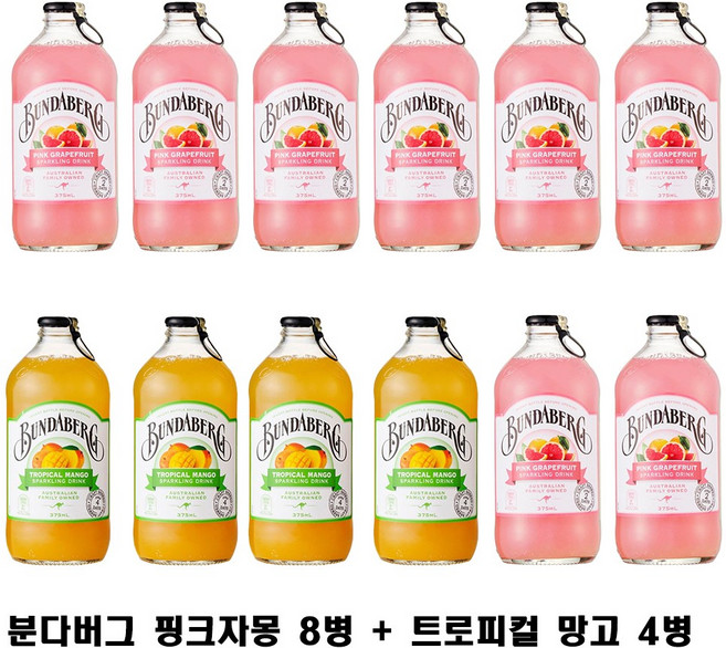 분다버그 자몽8 망고4, 12개, 375ml