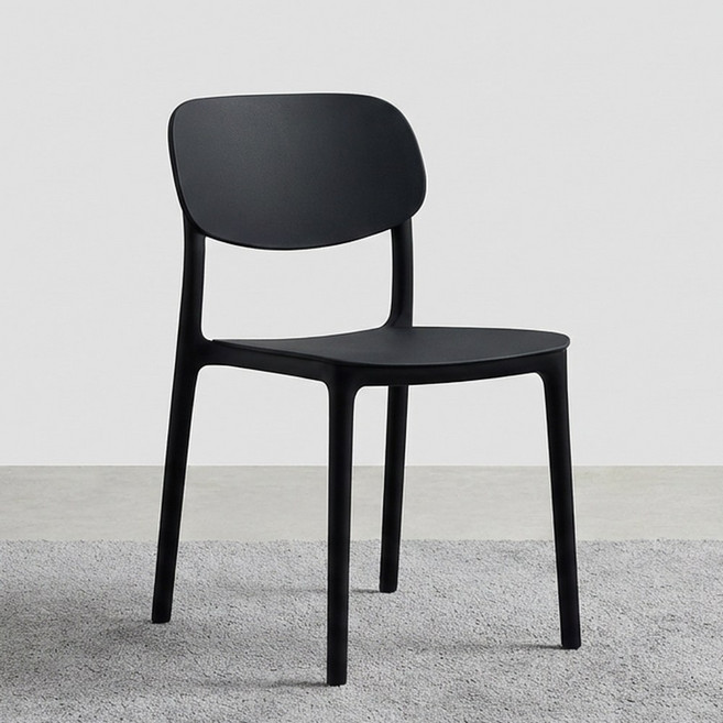 라인모드 인테리어 테이블 등받이 식탁의자, 블랙, 1개