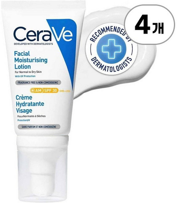 세라비 AM 페이셜 모이스처라이징 로션 SPF30 CeraVe AM Facial Moisturising Lotion SPF30 52ml, 4개