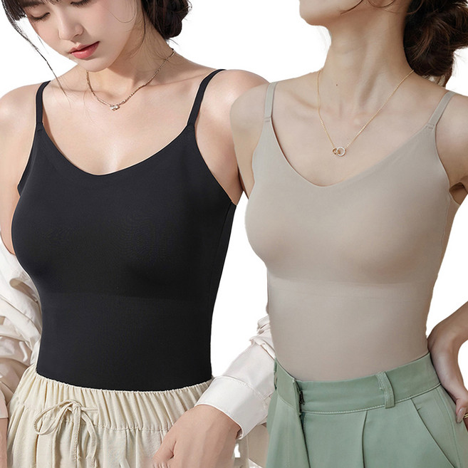 (1+1) 러브핑코 라이트핏 브라나시탑 심리스 나시탑 브라캡 내장