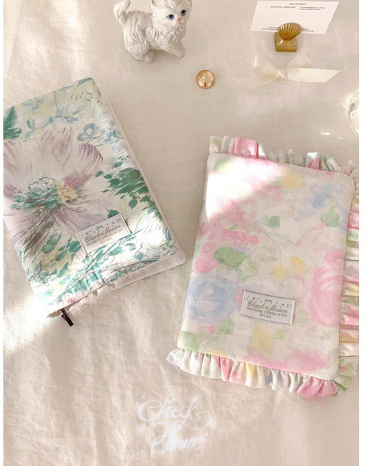 체크앤플라워 북커버 다이어리 패브릭 책 커버, 2번 프릴 플라워 (핑크), 1개