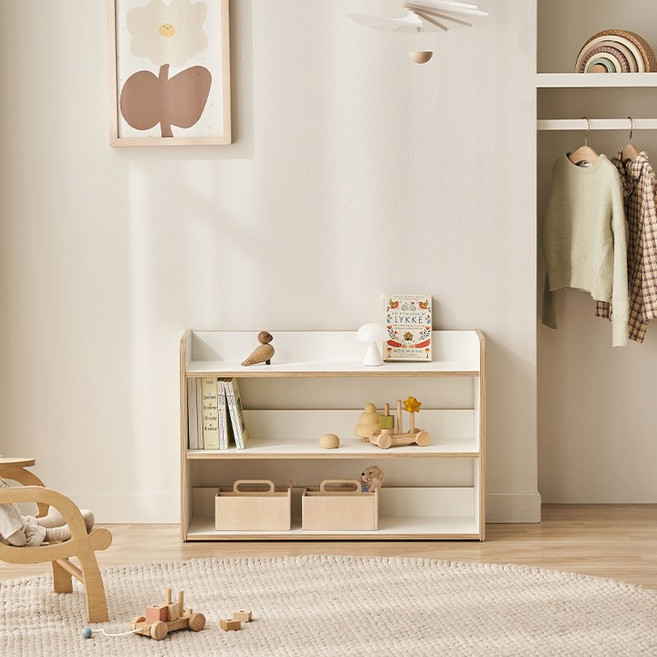 삼익가구 NEW 키디즈 어린이 아동 책장 교구장 책꽂이, 02. 화이트, 800 3단 낮은 교구장