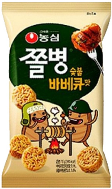 농심 쫄병 숯불바베큐, 82g, 25개