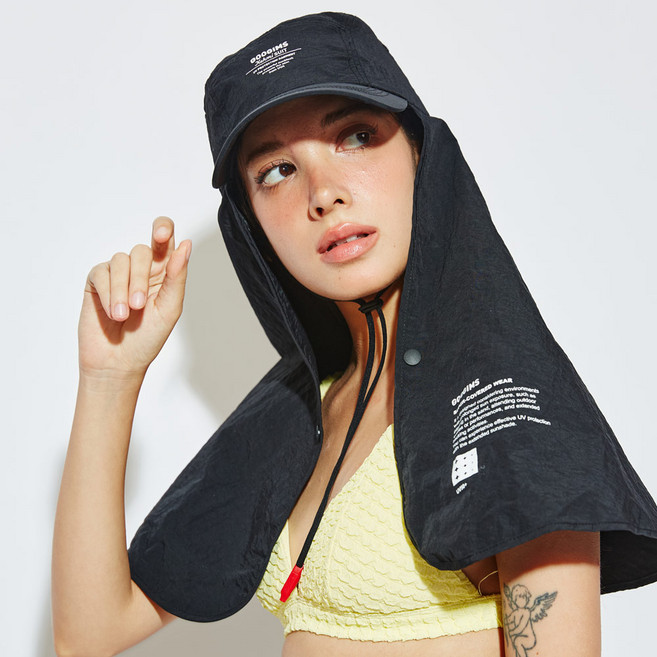 [방수/UV차단 99.9%]구김스 아웃도어/등산/낚시/캠핑/여행/물놀이/서핑겸용 와이드캡 +카탈로그포함, BLACK(블랙)