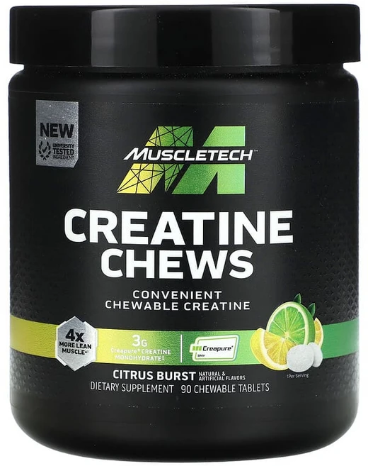 머슬테크 크레아틴 츄 시트러스 버스트 츄어블 정제 90정(1정당 1g) MSC-61070, 1개, 90정 - 쿠팡