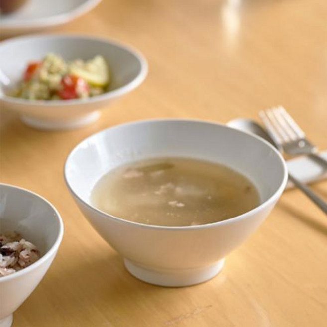 화이트 도자기 구름 대접 14cm 국산 백자 국그릇 면기, 1개