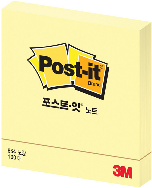 3M 포스트잇 정사각 중간형 654, 1패드 노랑, 100매, 1개