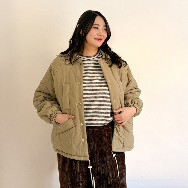 [빅사이즈 44-110] 퀄팅 카라 양털 안감 스트링 패딩 여성 빅사이즈 여자 플러스사이즈 어거스트플랜