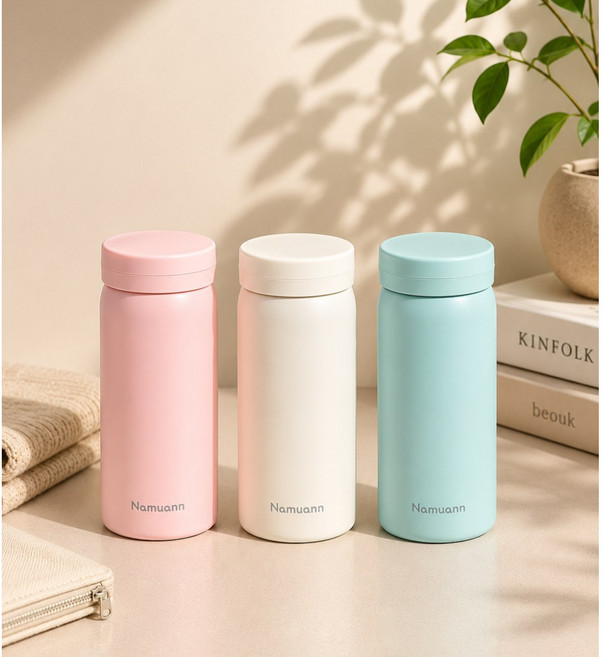 데일리 미니 경량 텀블러 200ml 단체선물 304 스텐 가벼운 소형 포켓 미니 보온병, 1개, 핑크,아이보리,민트
