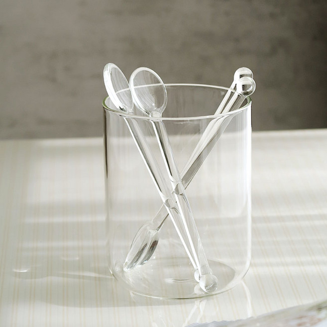 Bestra 내열유리 커피스푼 티스푼 머들러, 2개, 투명