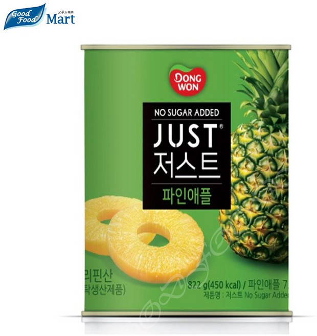 동원 JUST 저스트 노슈가 파인애플 통조림, 822g, 1개