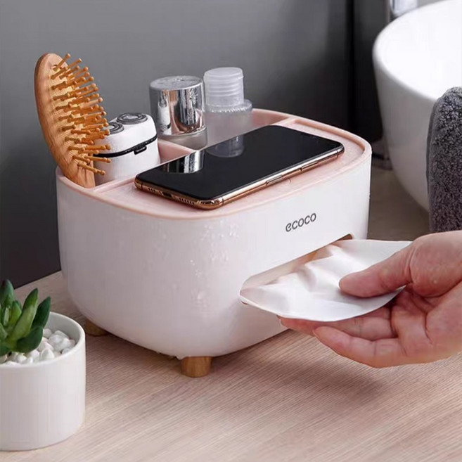 마벨인홈 모던심플 소품 리모컨 수납 보관 티슈케이스, 1개, 핑크