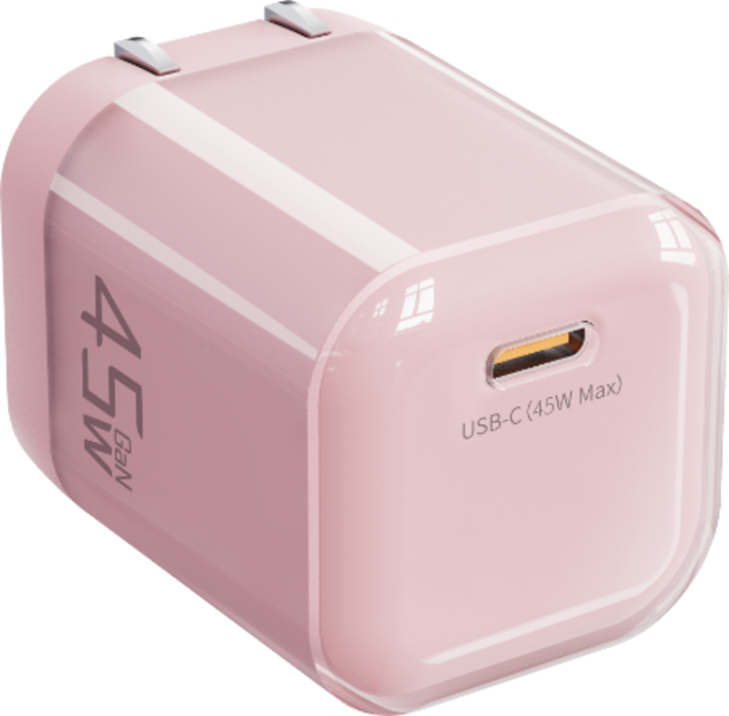 AiHome GaN 氮化鎵 迷你智慧電源供應器 45W TYPE-C, 粉紅色, 1個