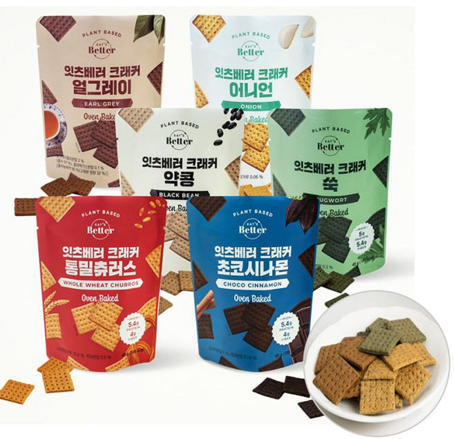 잇츠베러 비건 크래커 혼합6종X2개, 1세트, 45g