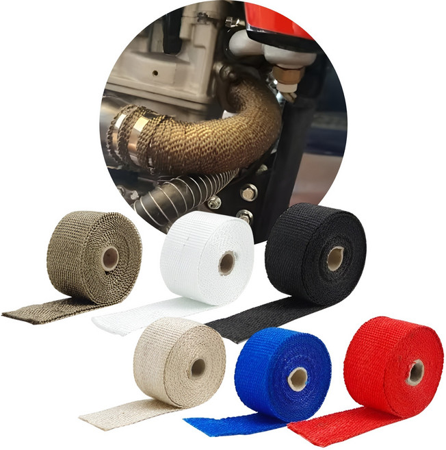 매니폴더 헤드 배기 파이프 단열 절연 방열 테이프 유리섬유 5M, 블루, 1개