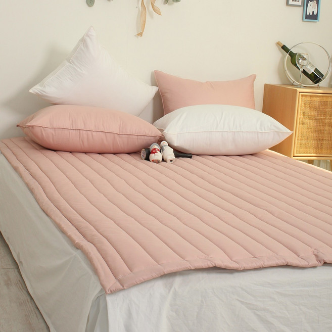 오가닉 순면 100% 침대패드 밴드고정 아사 60수 미끄럼방지 밴딩패드, 인디핑크