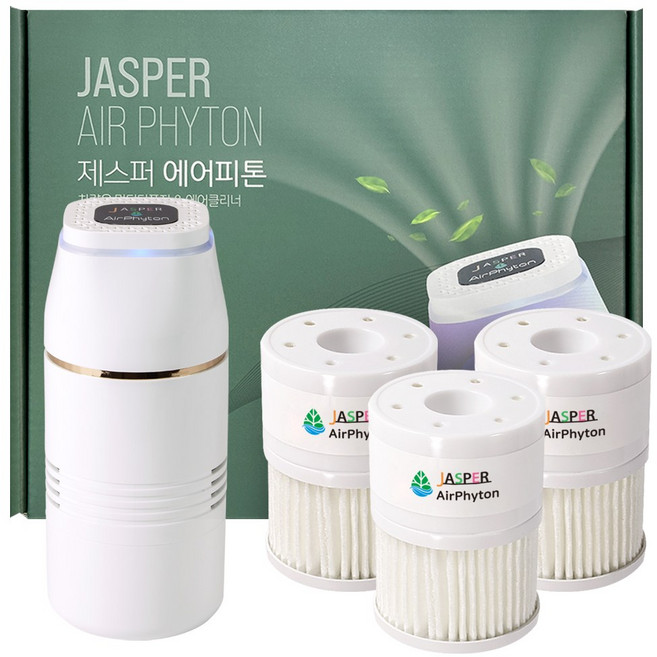 제스퍼 오래가는 차량용 천연 아로마 방향제 에어피톤 전자디퓨저 자동차 새차 선물용, 1세트, 천연 피톤치드향, 천연 라벤더향, 천연 레몬민트향, 화이트