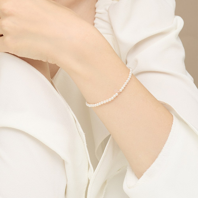 SEMI JEWELRY 女款 14k 迷你圓珠珍珠手鍊