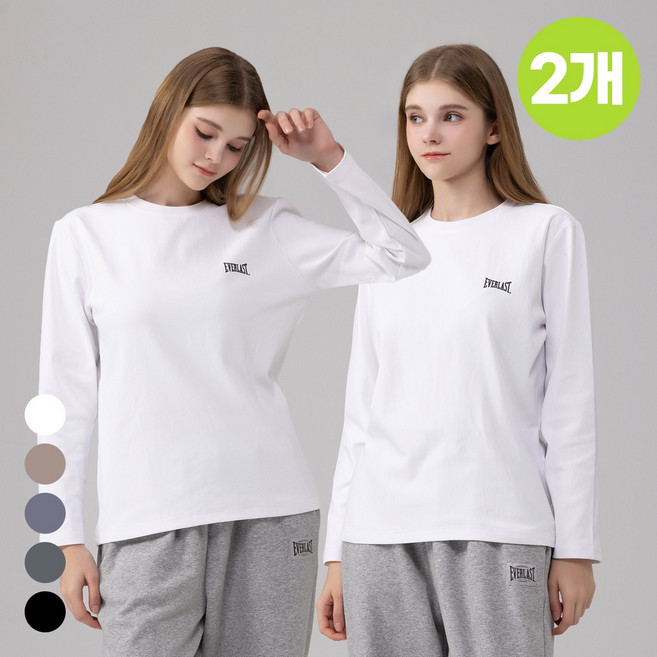 에버라스트 1+1 여성 레귤러핏 긴팔 티셔츠 기본티