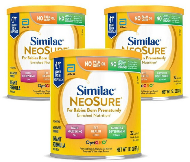 Similac 씨밀락 네오슈어 옵티그로 영아 분유 371g, 3개