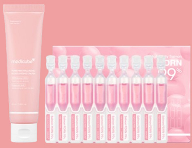 메디큐브 PDRN 미백수분 2종 세트(PDRN 핑크 히알루로닉 수분 크림+PDRN 핑크 원데이 세럼), 1세트