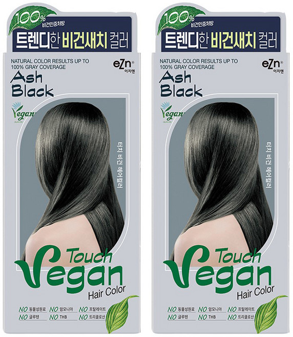 eZn 터치 비건 헤어컬러, 애쉬블랙, 2개