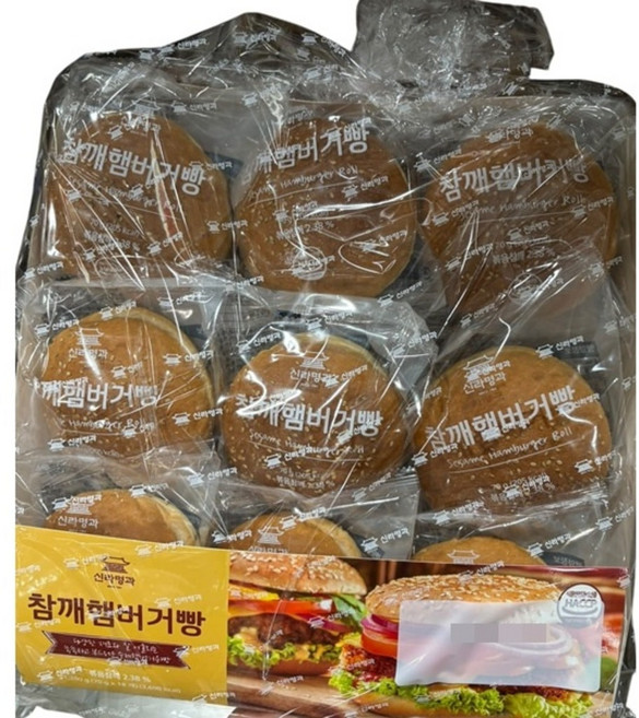 신라명과 참깨 햄버거빵, 70g, 18개