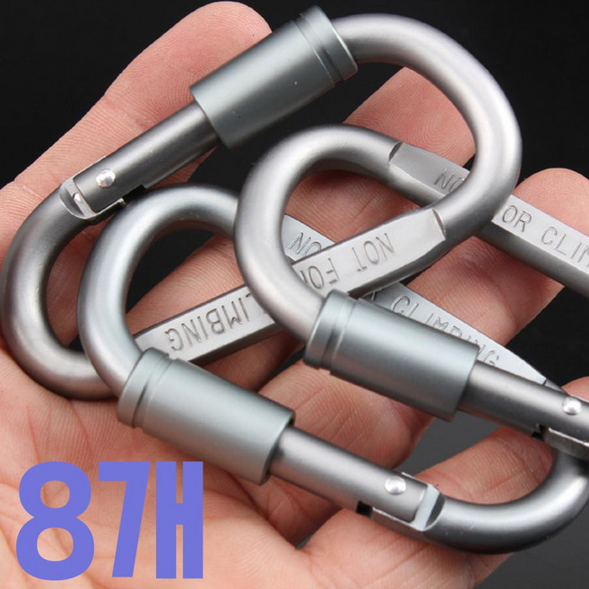 leoq 고강도 D형 강철 비너 고강도 카라비너, 8개, 블랙