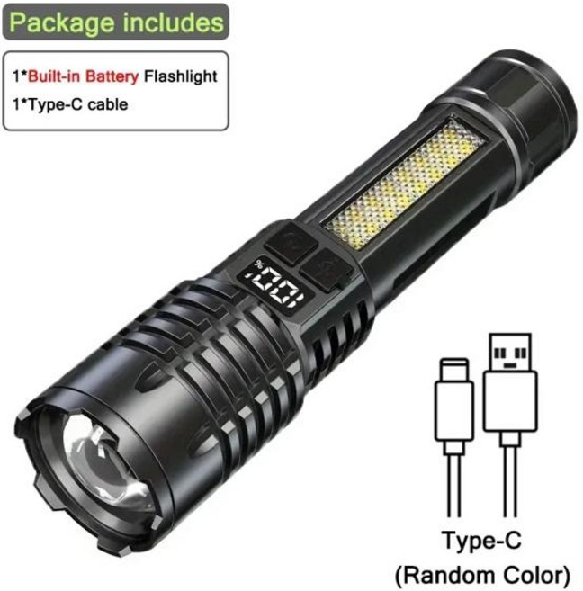필립스 고전력 Led 손전등 캠핑 토치 9 램프 구슬 충전식 휴대용 손 랜턴 3 조명 모드, 01 A
