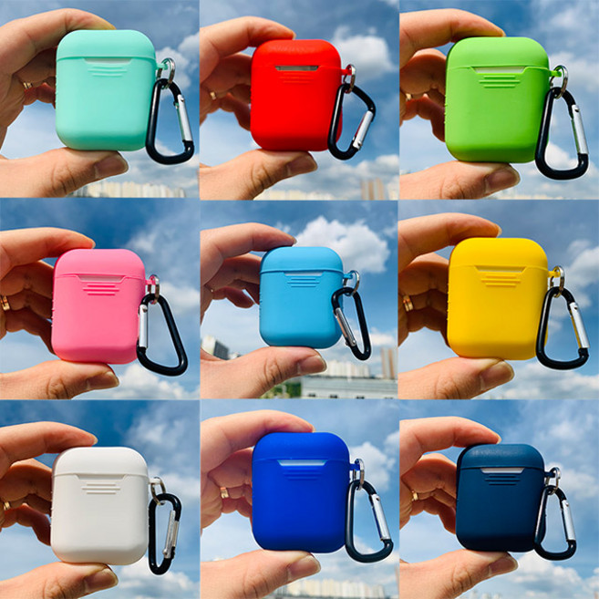 달빛마켓 에어팟 실리콘 케이스 키링포함 1세대 2세대, 그린