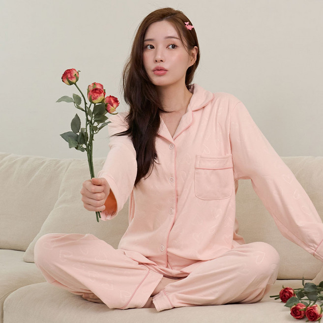 글램공감 커플용 울트라 밍크 키치 카라 겨울 긴팔 수면 잠옷 상하의 세트