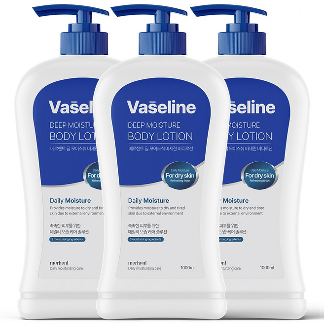 메르헨트 딥 모이스춰 바세린 대용량 바디로션 1000ml 바디크림 향좋은 고보습 향오래가는, 3개, 1L