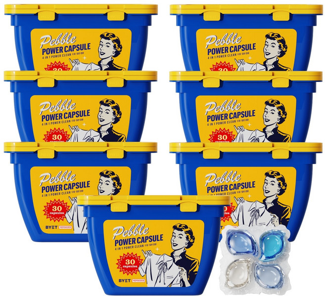 바이에트 페블 올인원 캡슐세제 이불 진드기 싹 비누향 4in1, 30개입, 7개