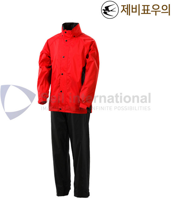 제비표 우의 SI-950 여성용 상하세트 레드 방수 투습 전체망사 우비 비옷 레저 오토바이 업무용