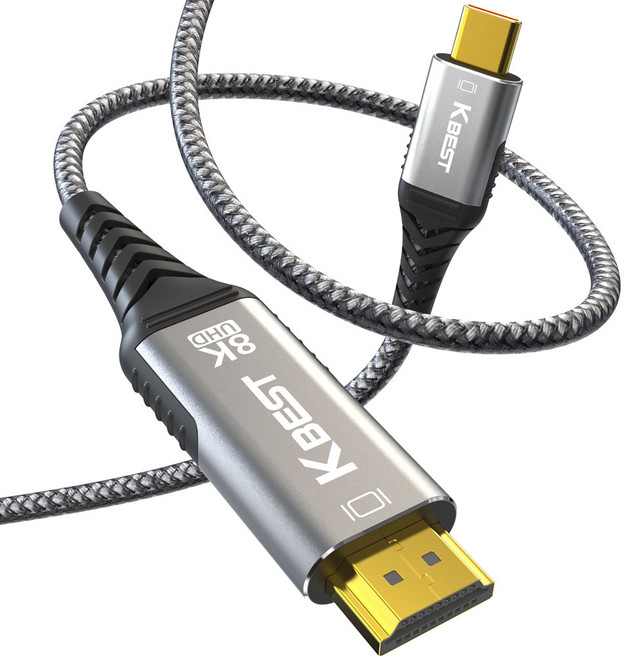 PREMIUM 8K 고해상도 USB C TO HDMI 미러링 케이블 스마트폰 TV 연결, 1개, 그레이, 2m