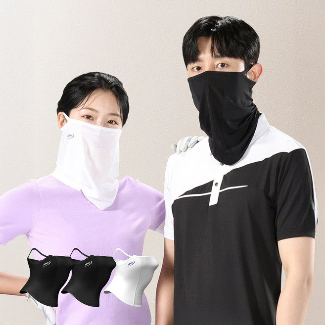 해가려 아이스 마스크 3종 세트 자외선차단 골프 마스크 자전거 쿨 마스크 냉감, M