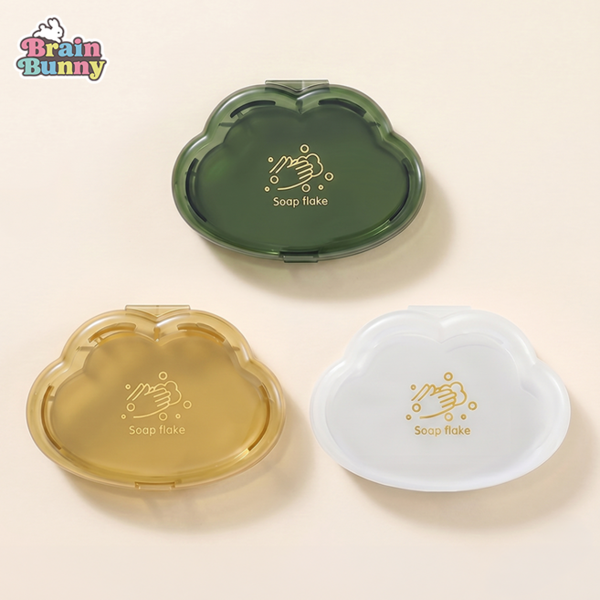 브레인버니 구름 종이비누 휴대용 일회용, 화이트+옐로+그린, 3개, 2.7g