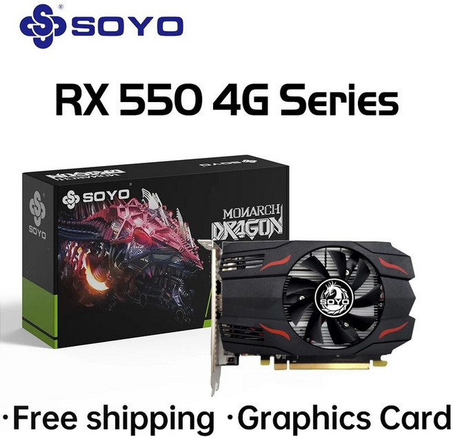 SOYO AD G Radeon R 550 그래픽 카드 컴퓨터 PC 3.0 게이밍 비디오 4G DR5 128 비트 14n 완전, RX550 4G, 01 RX550 4G, 01 R550 4G