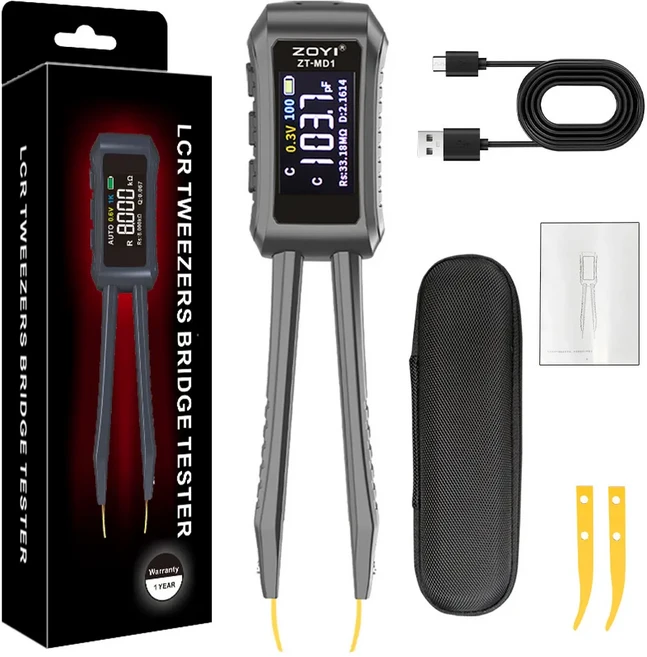 ZOYI LCR 디지털 핀셋 브리지 ZT MD1 구성 요소 테스터 패치 저항 인덕턴스 커패시턴스, ZT MD1 bent tips, 1개
