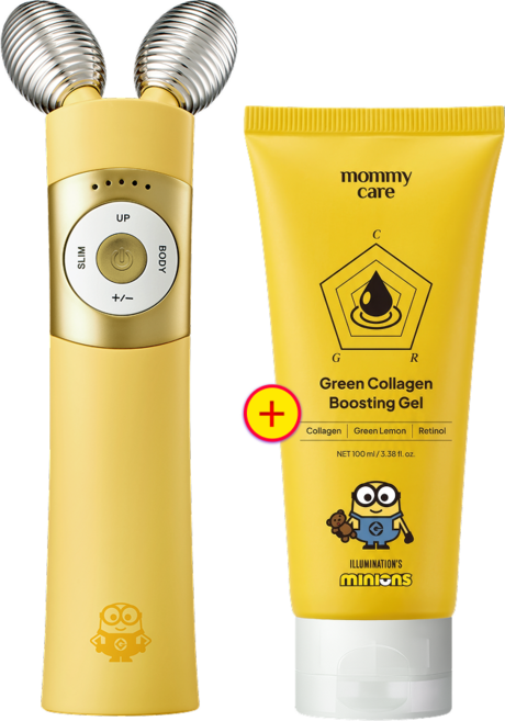 마미케어 얼굴형 디바이스 EMS 브이쎄라 +부스팅젤 미니언즈 콜라보, 옐로우, HW-0308 미니언즈 콜라보