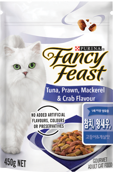 팬시피스트 어덜트 고양이 건식사료, 참치+새우, 450g, 2개