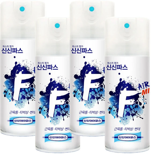 KR리빙 증정 신신제약 신신파스 뿌리는 소염 진통 에어파스 F 미니100ml, 1개, 4개입 - 쿠팡