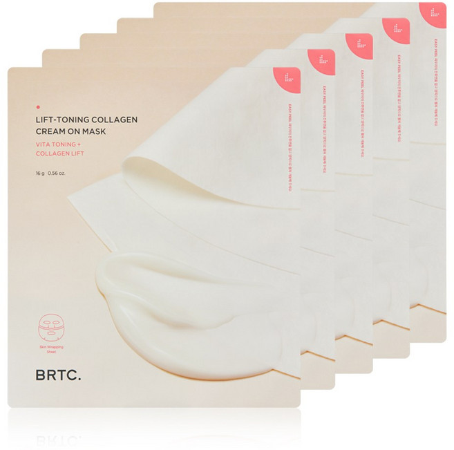 BRTC 리프토닝 콜라겐 크림 온 마스크팩 5매BRTC 리프토닝 콜라겐 크림 온 마스크팩 5매, 1개, 1개입