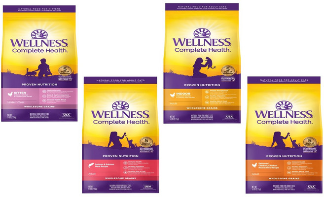 沛茲寵物【寵物健康 Wellness 貓用全方位有穀飼料 5lb】有穀 天然糧 美國 主食 貓飼料 貓 飼料, 海鮮, 2.27kg, 1個