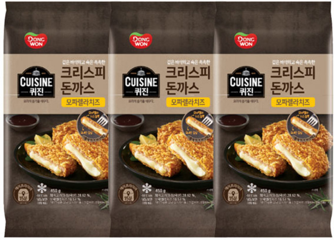 동원 퀴진 크리스피 돈까스 모짜렐라 치즈 450g x 3개