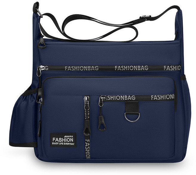 側背男包 防水耐磨背包 多口袋 商務休閒斜挎包 肩背機能包, 【7隔層】大版深藍色